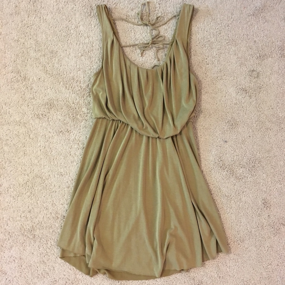 Free People Olive Drape Dress with Sexy Back